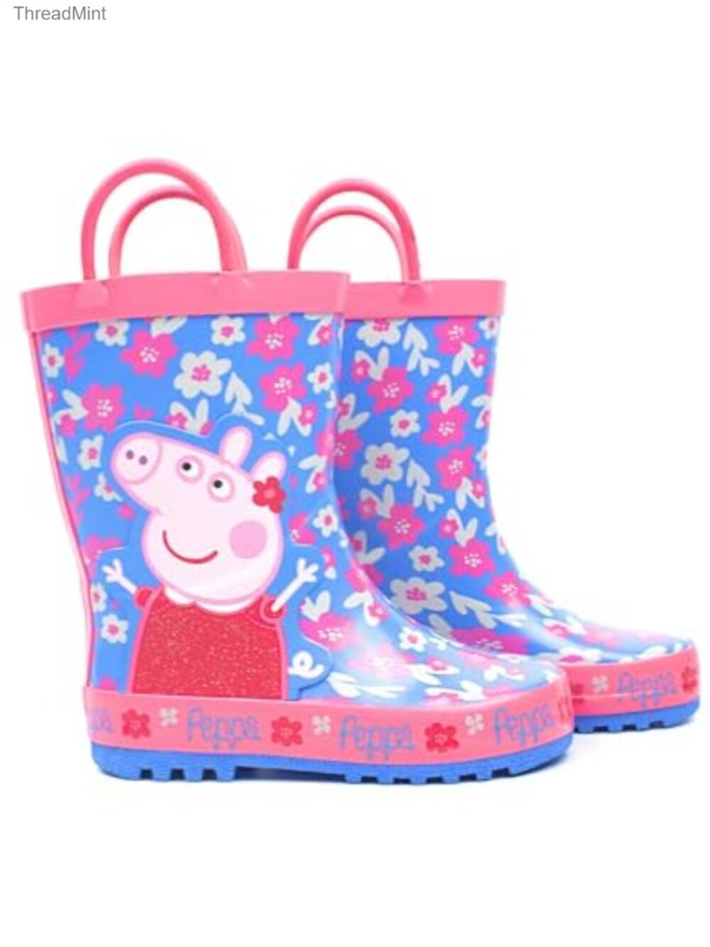 Peppa Pig Girls Floral Waterproof Rain Boots with Handles